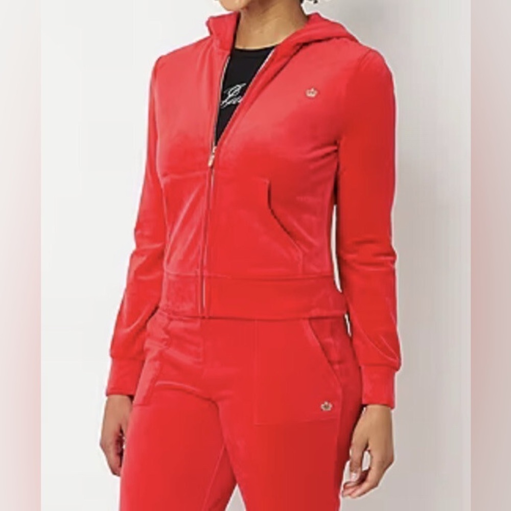 Juicy Couture Red Velour Track Pants S Gold Logo Y2K Retro Preppy Lounge 29x29